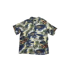 Hawaiian Reserve Collection Shirt Mens‎ XL Blue Floral Short Sleeve Button Front
